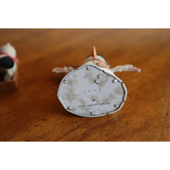 Vtg Lot Of 4 Hallmark Christmas Ornament Tin Snowman Critters Animal Forest Hedg - Picture 15 of 16